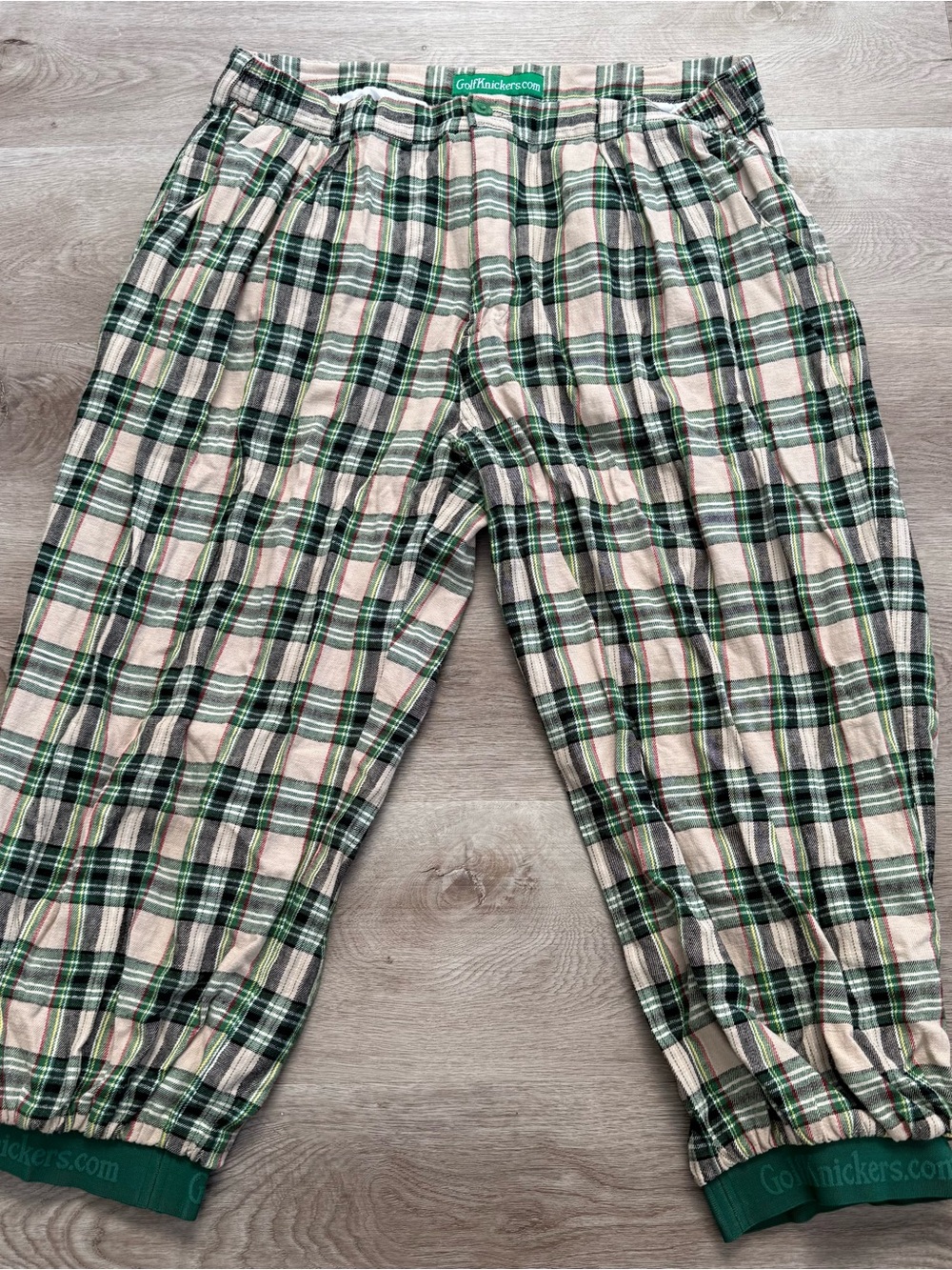 Golfknicker.com Mens 38 Golf Knickers Limited Tournament Linen Green Plaid Pants